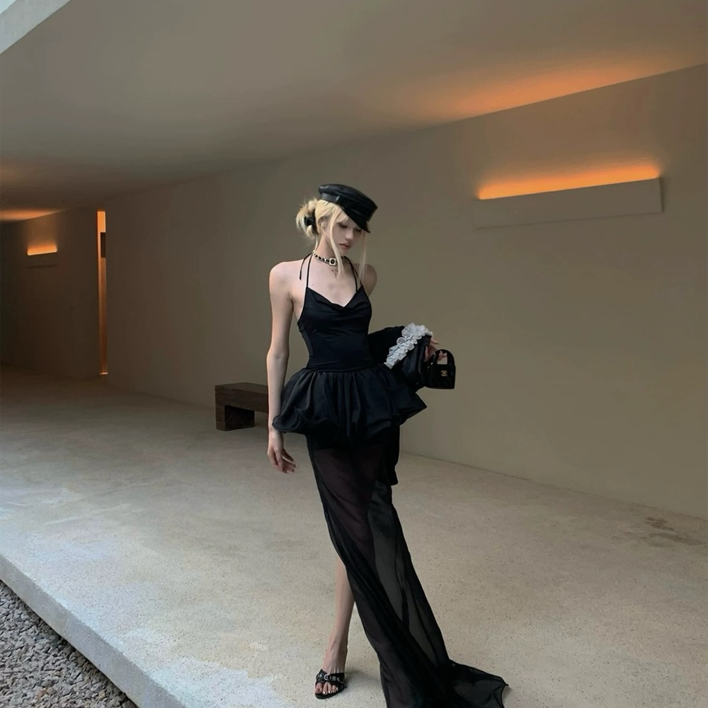 Elegant Black Sheer Dress